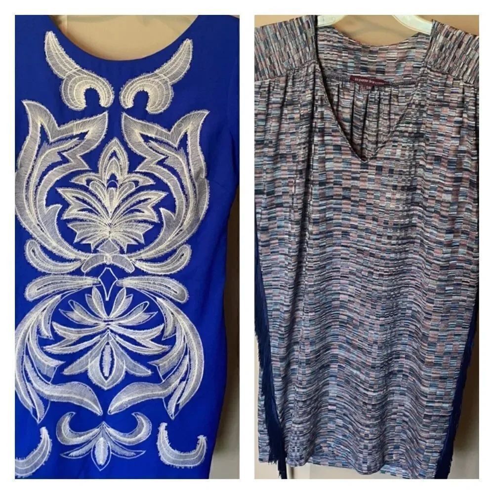 2 Dresses Fringed Embroidered S Bundle